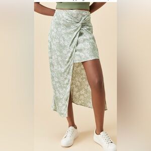 Floral Wrap Skirt in Green and White